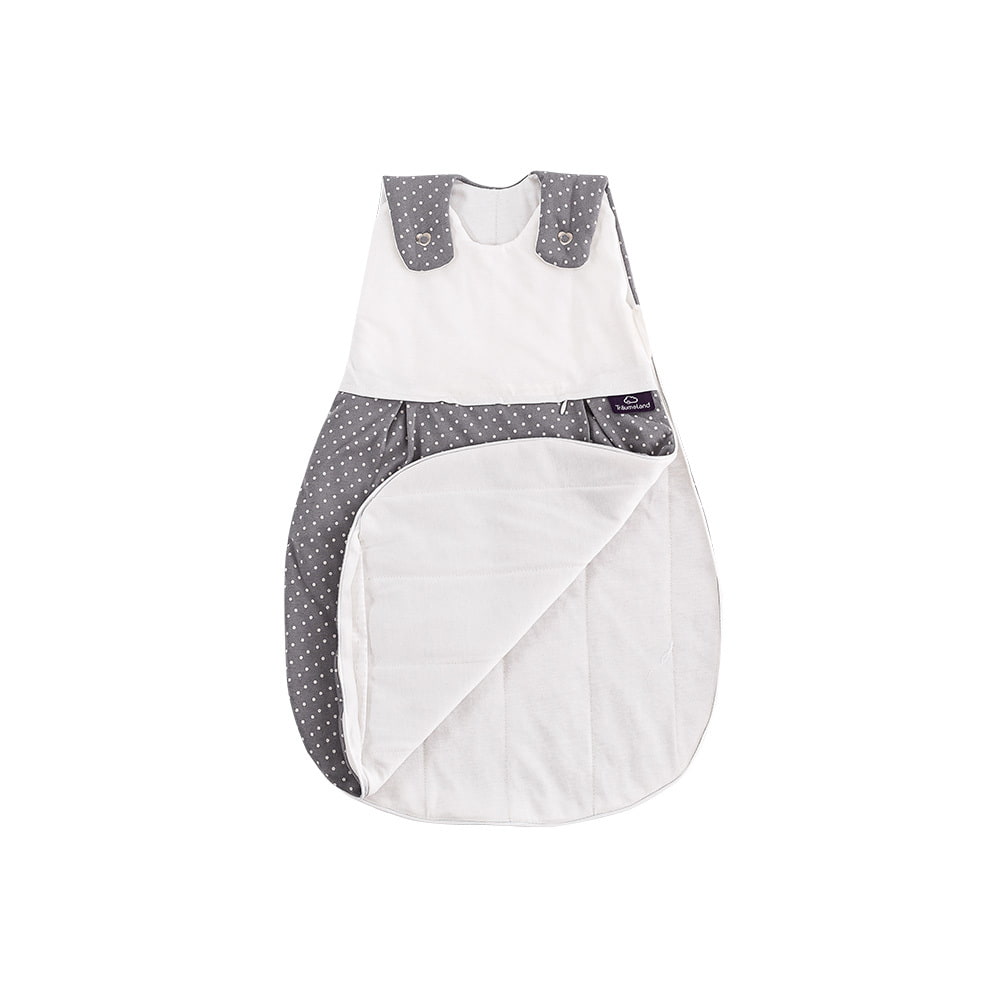 LIEBMICH Schlafsack im Design Pünktchen grau Rundumreißverschluss offen