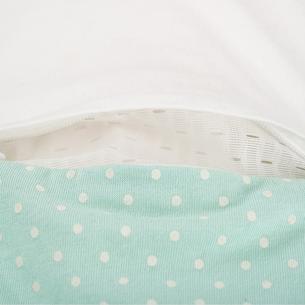 Sleeping bag LIEBMICH Little Dots mint detail front ventilation slit