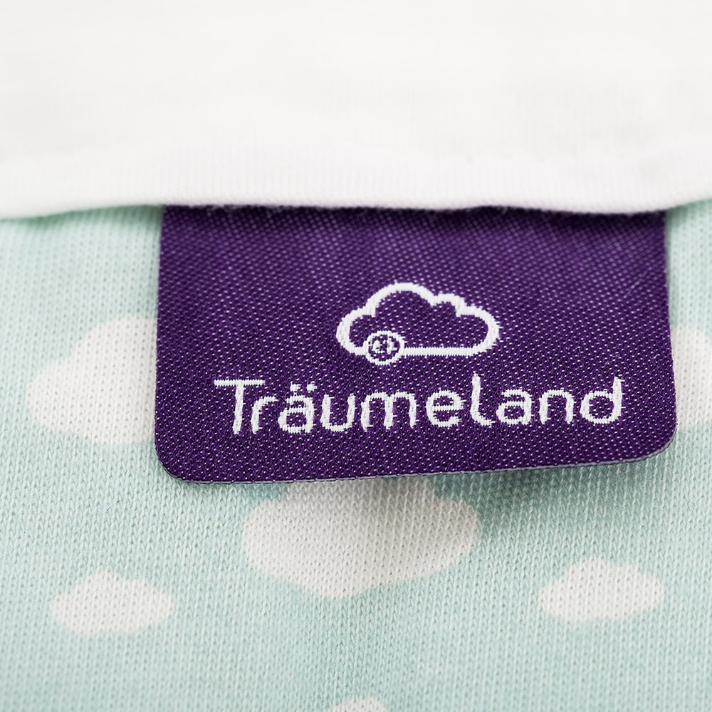Sleeping Bag LIEBMICH Cloud mint detail Träumeland label