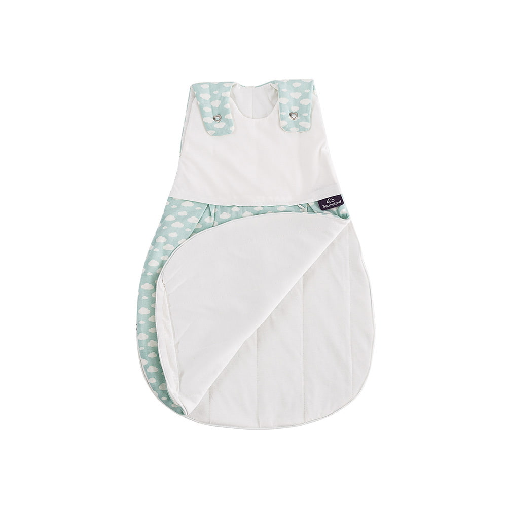 LIEBMICH sleeping bag in cloud design mint all-round zipper open