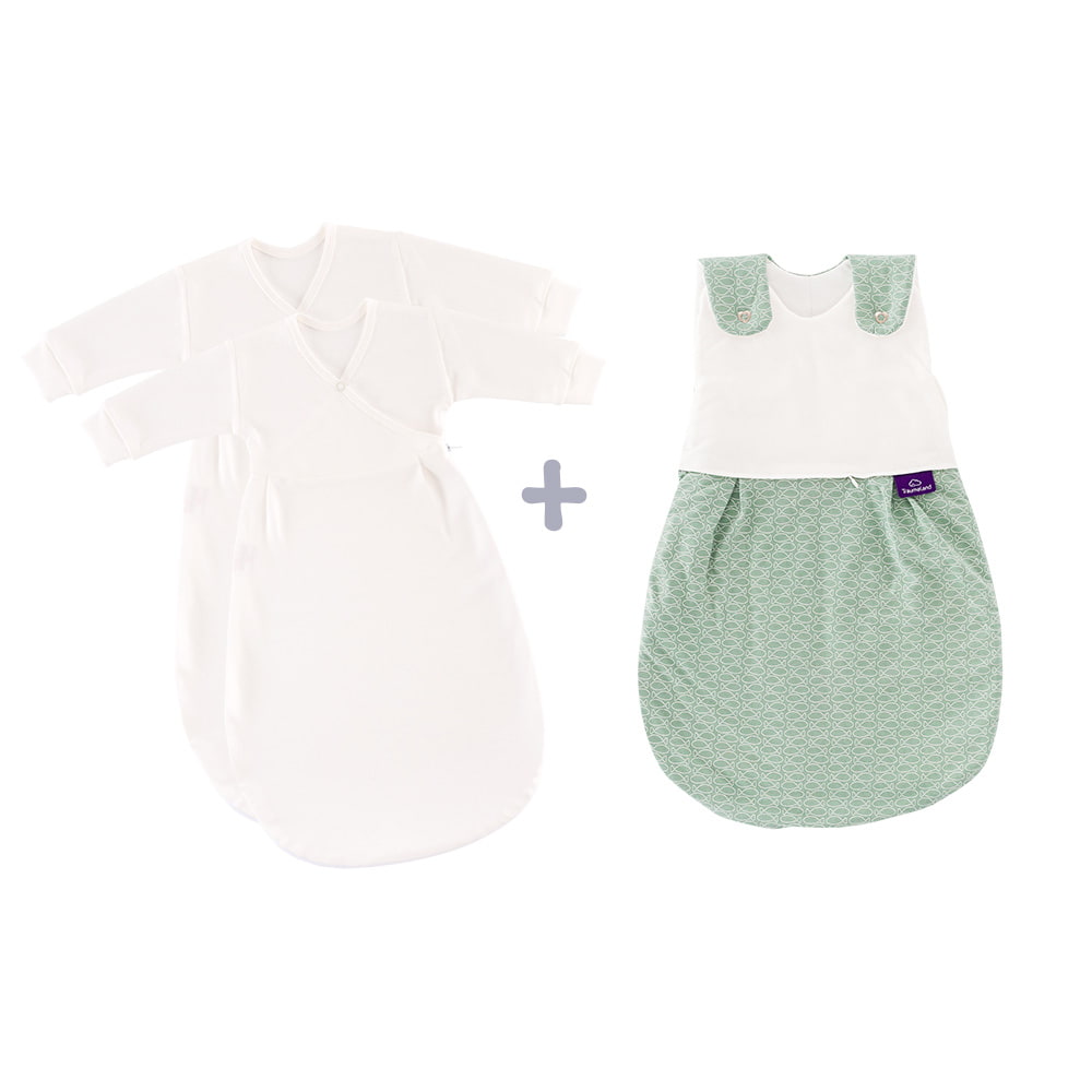 LIEBMICH Schlafsack Set im Design Fische mint mit 2 Innenschlafsäcken