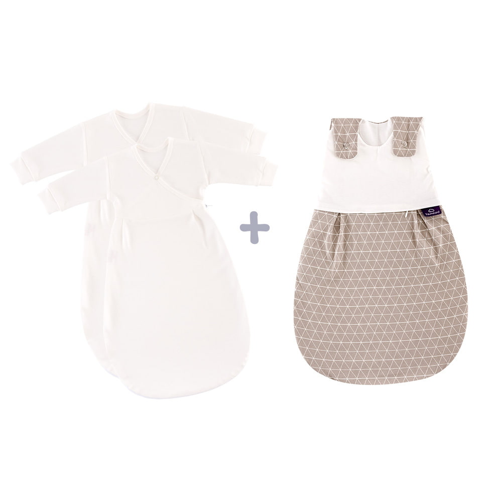 LIEBMICH sleeping bag set in graphic design brown with 2 inner sleeping bags