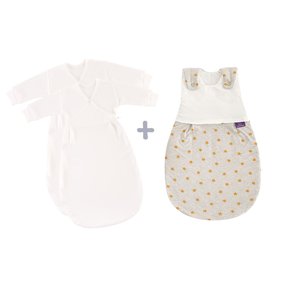 LIEBMICH sleeping bag set in star dream design yellow with 2 inner sleeping bags