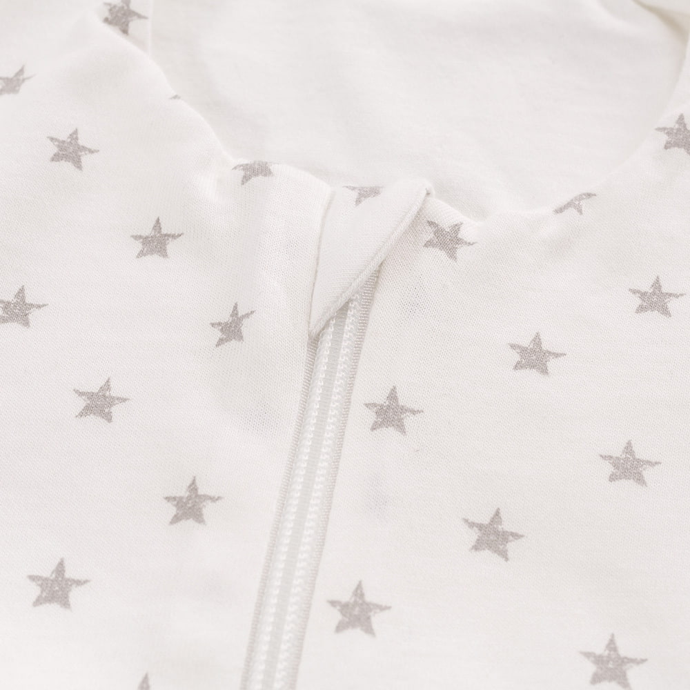 Summer sleeping bag stars grey in cotton detail chin protection