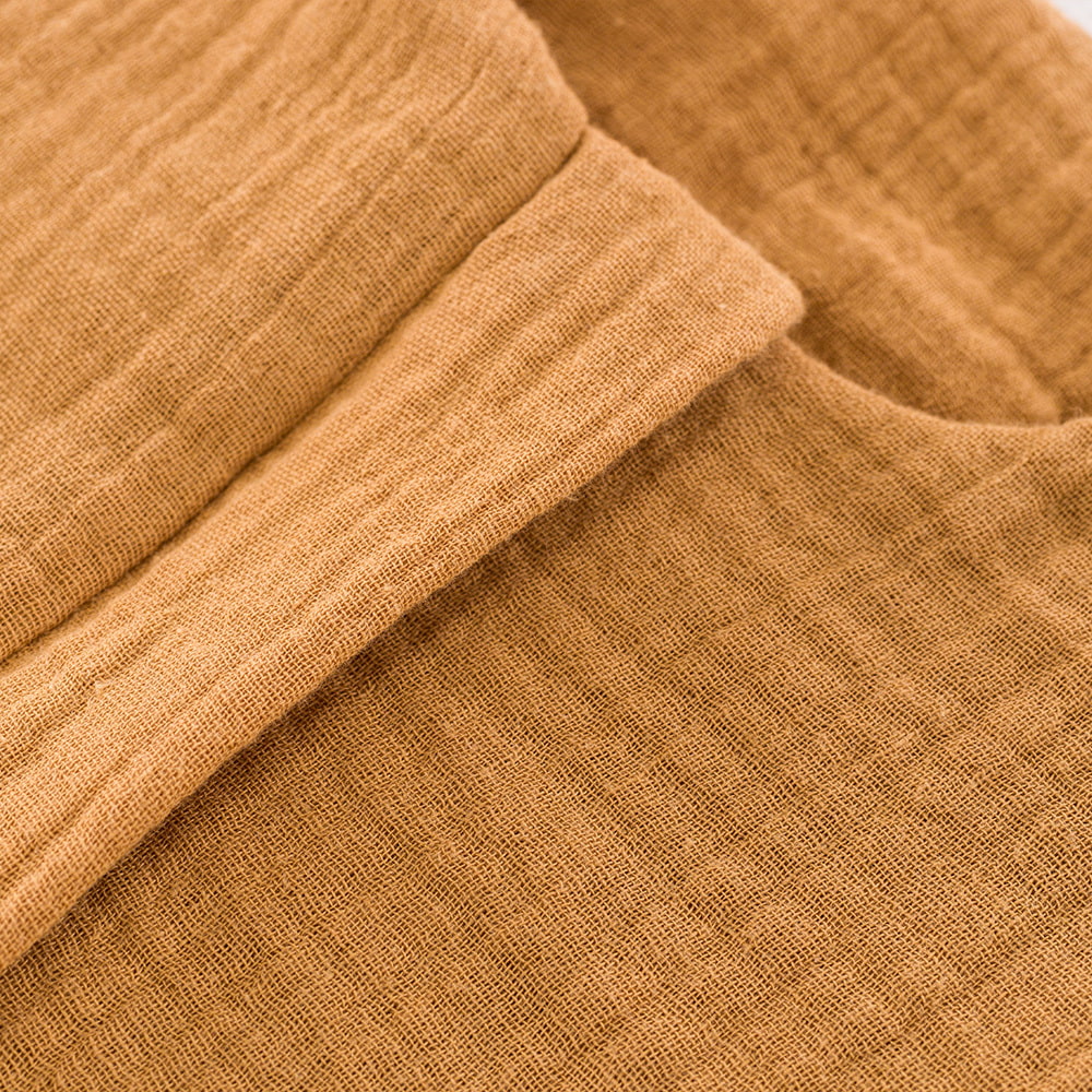 Summer Sleeping bag in cotton muslin brown detail chin protection