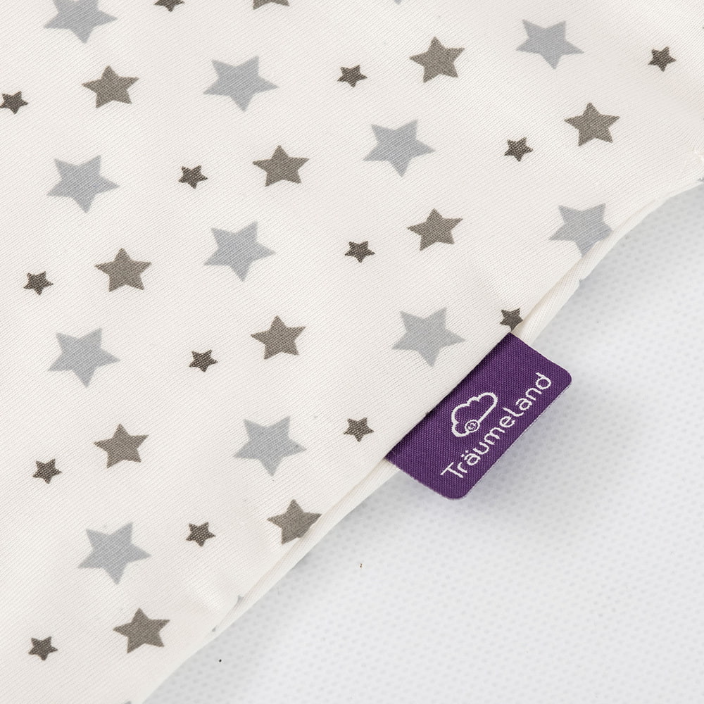 Summer Sleeping Bag white with grey stars in TENCEL™ detail label