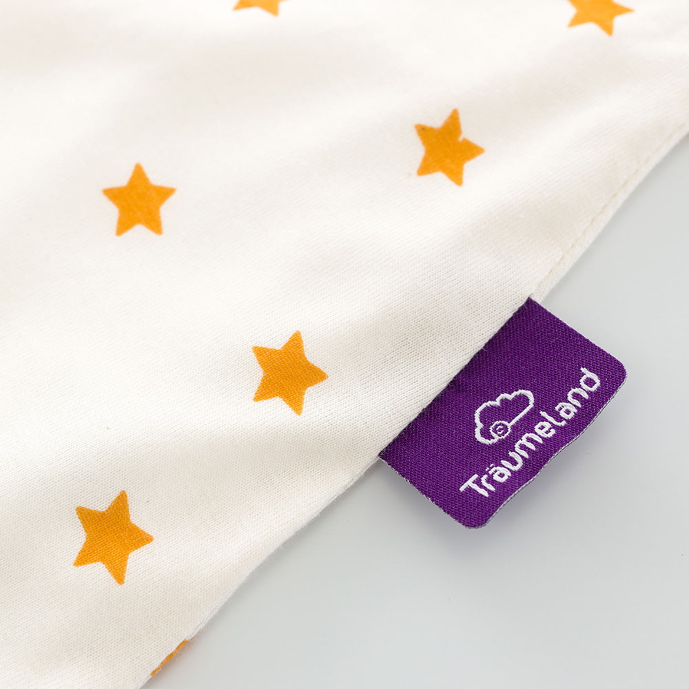 Summer Sleeping Bag white with gold stars in TENCEL™ detail label
