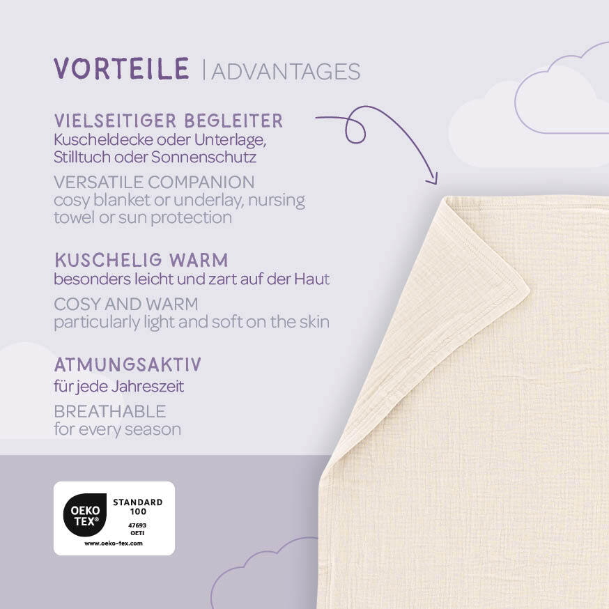 Babydecke Musselin beige Vorteile