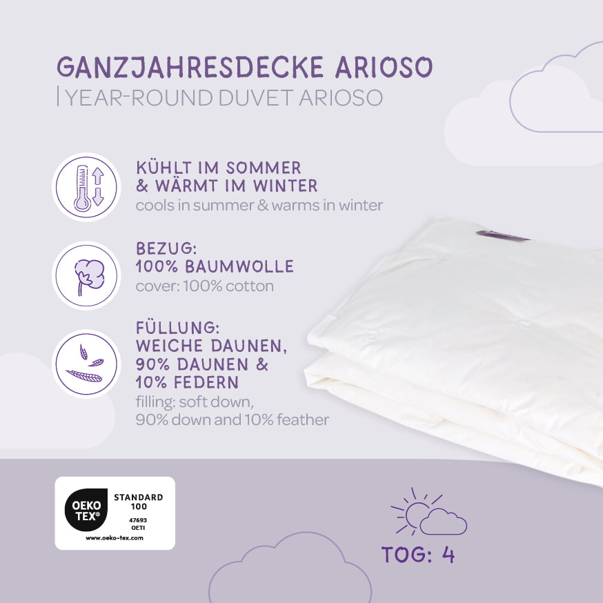 Babydecke Arioso– temperaturregulierende Daunendecke für Babys