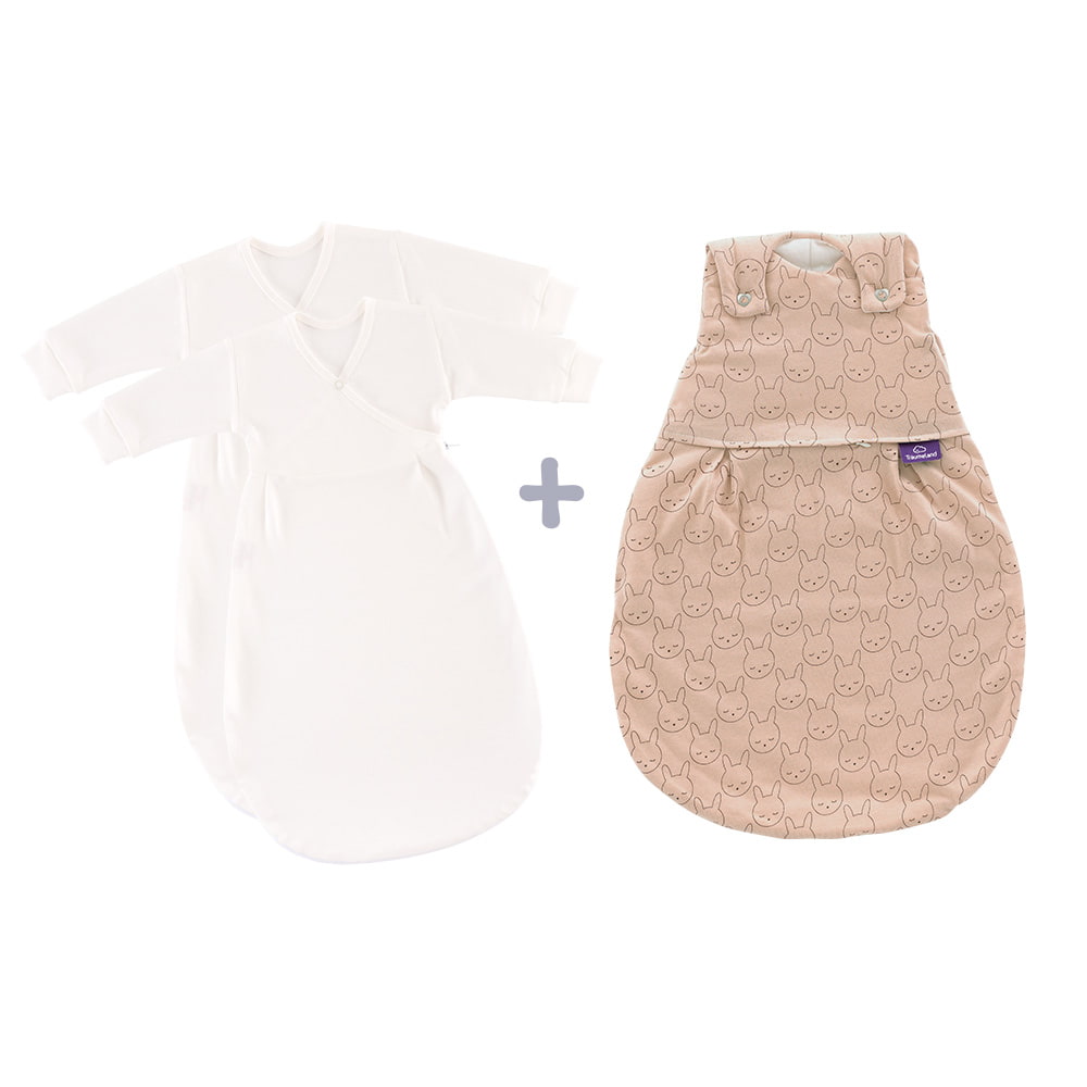 Sleeping bag set Cuddly Bunny beige with 2 inner sleeping bags