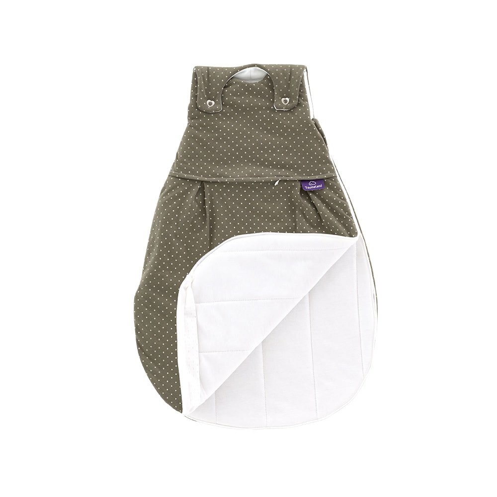 LIEBMICH Schlafsack im Design Pünktchen oliv unten offen