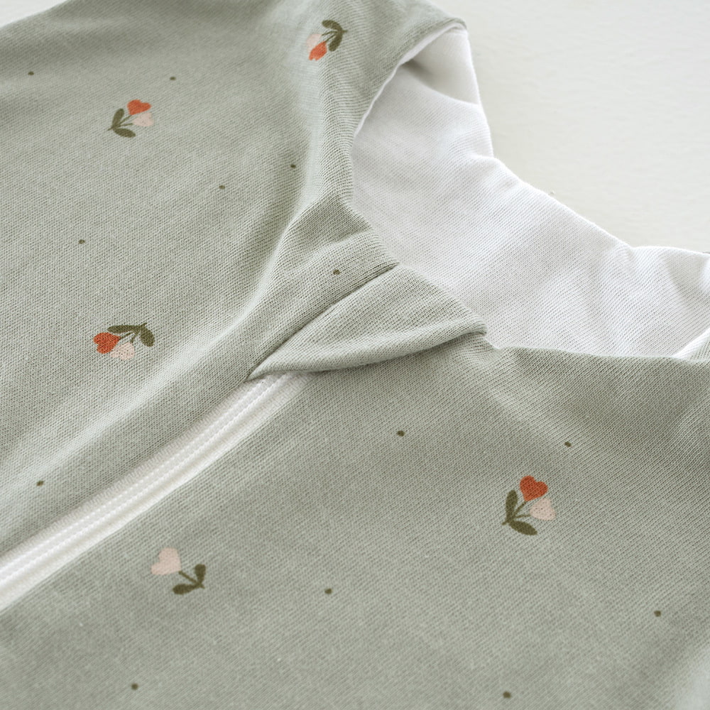 Sommerschlafsack Fiore Grün aus Tencel™ Detail Kinnschutz