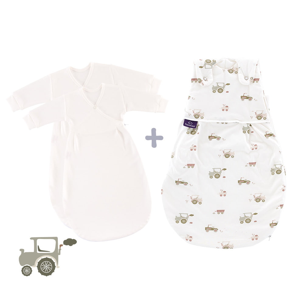 Sleeping bag set Little Farm green with 2 inner sleeping bags