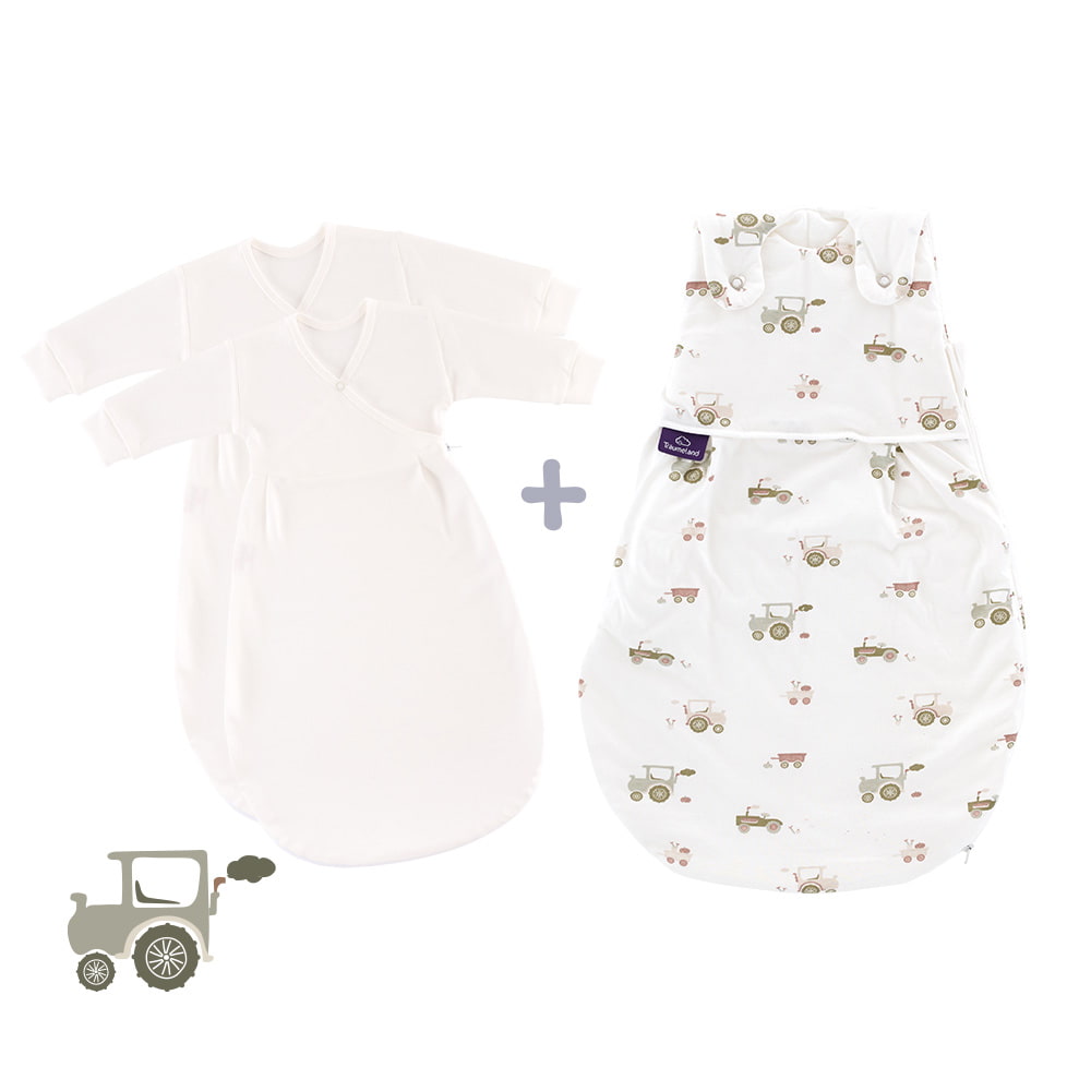 Sleeping bag set Little Farm green with 2 inner sleeping bags