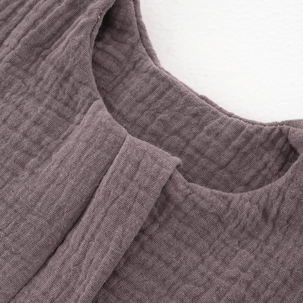 Summer Sleeping bag in cotton muslin cocoa plum detail chin protection
