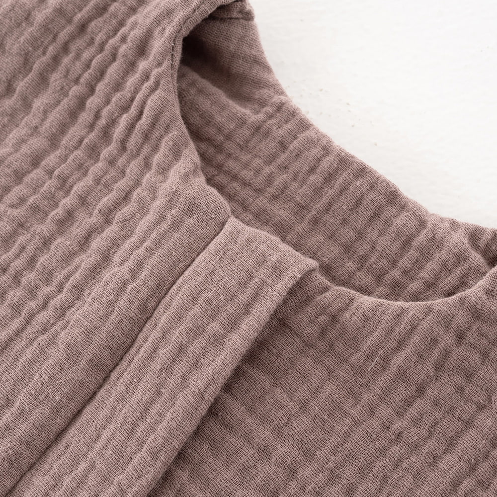 Summer Sleeping bag in cotton muslin chestnut detail chin protection