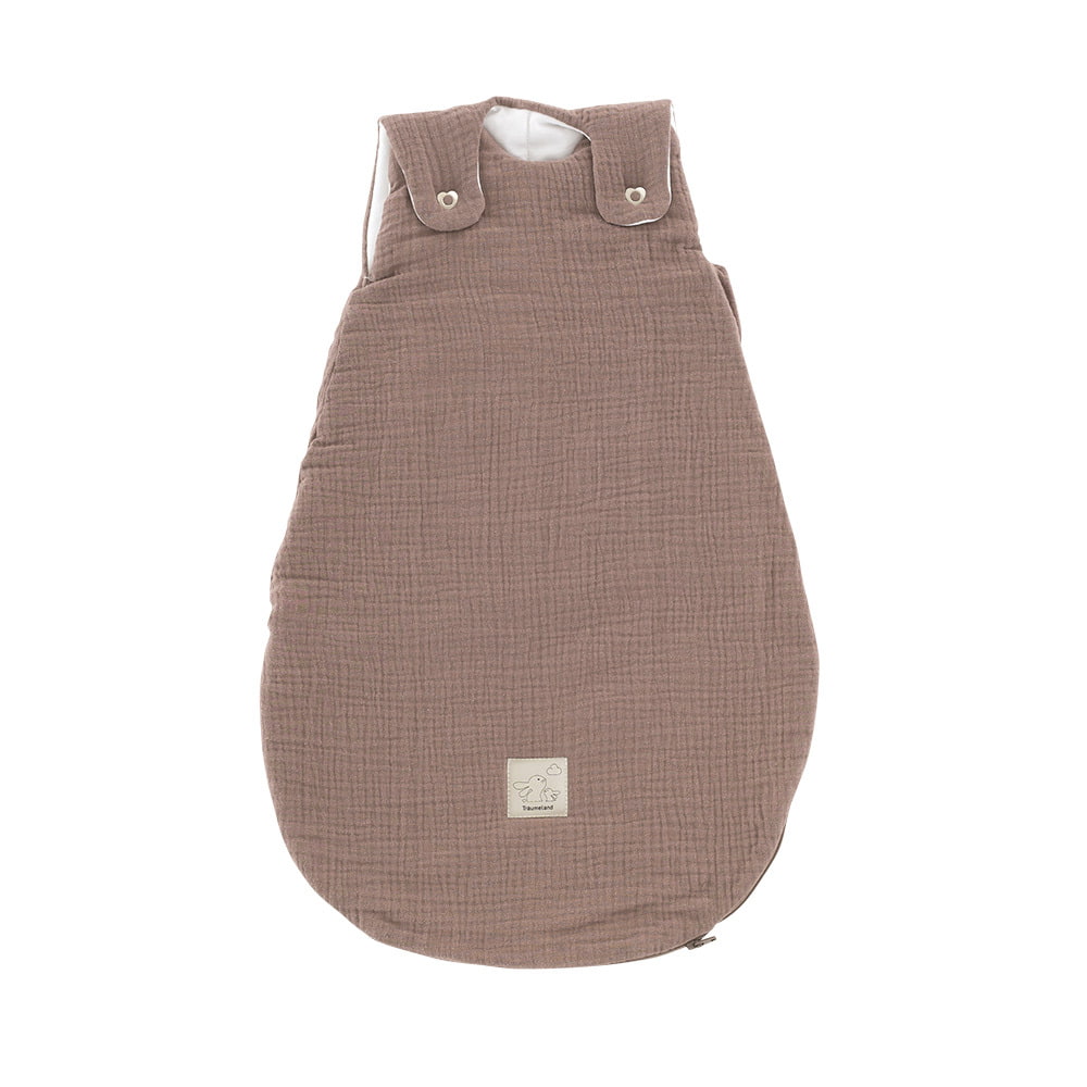 All-year sleeping bag in cotton muslin chestnut full view