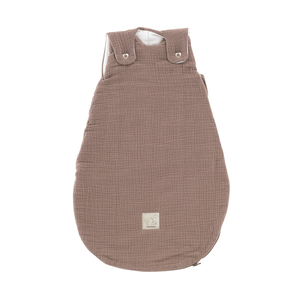 All-year sleeping bag in cotton muslin chestnut full view