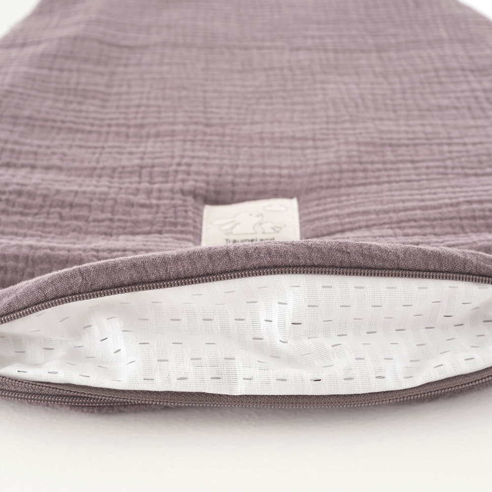 All Year Muslin Sleeping Bag cocoa plum ventilation slit