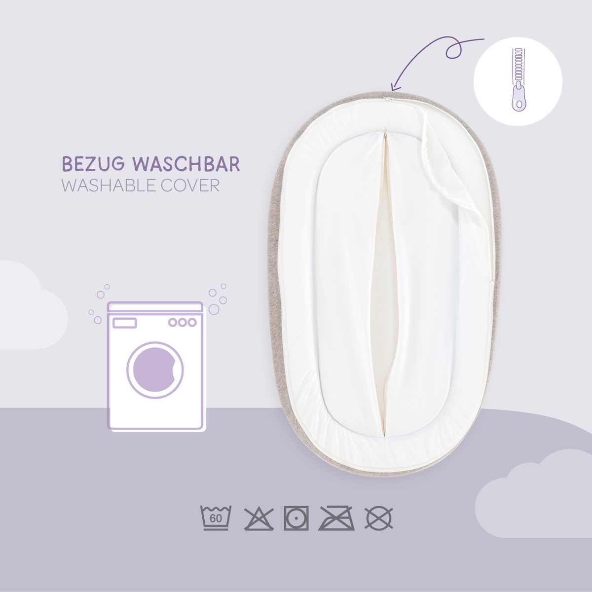 Baby nest Home Air grey backside open