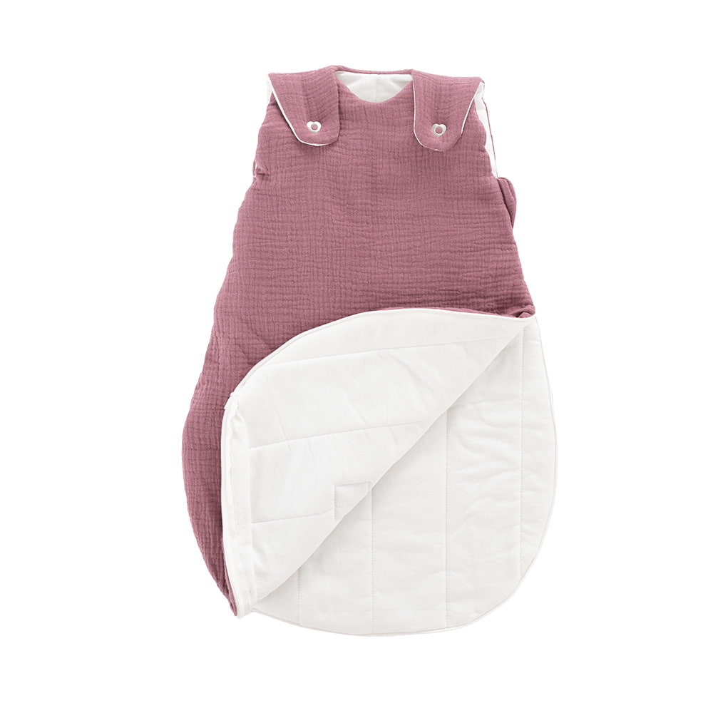 All Year Muslin Sleeping Bag plum unfolded