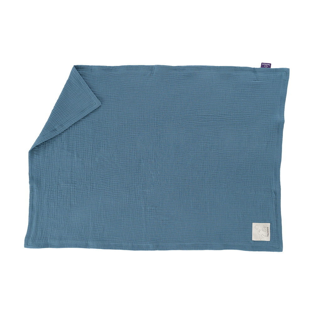 Cotton muslin baby blanket jeans blue