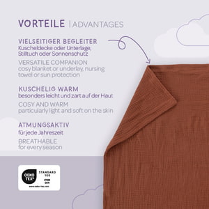 Babydecke terracotta Vorteil