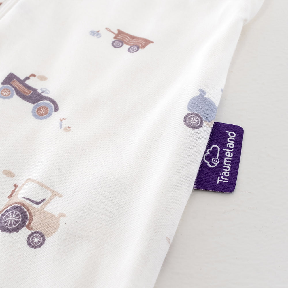 Summer Sleeping Bag Little Farm blue in cotton detail label
