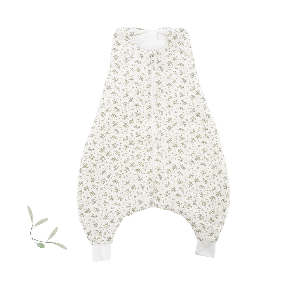 Sleeping bag with legs in olive design