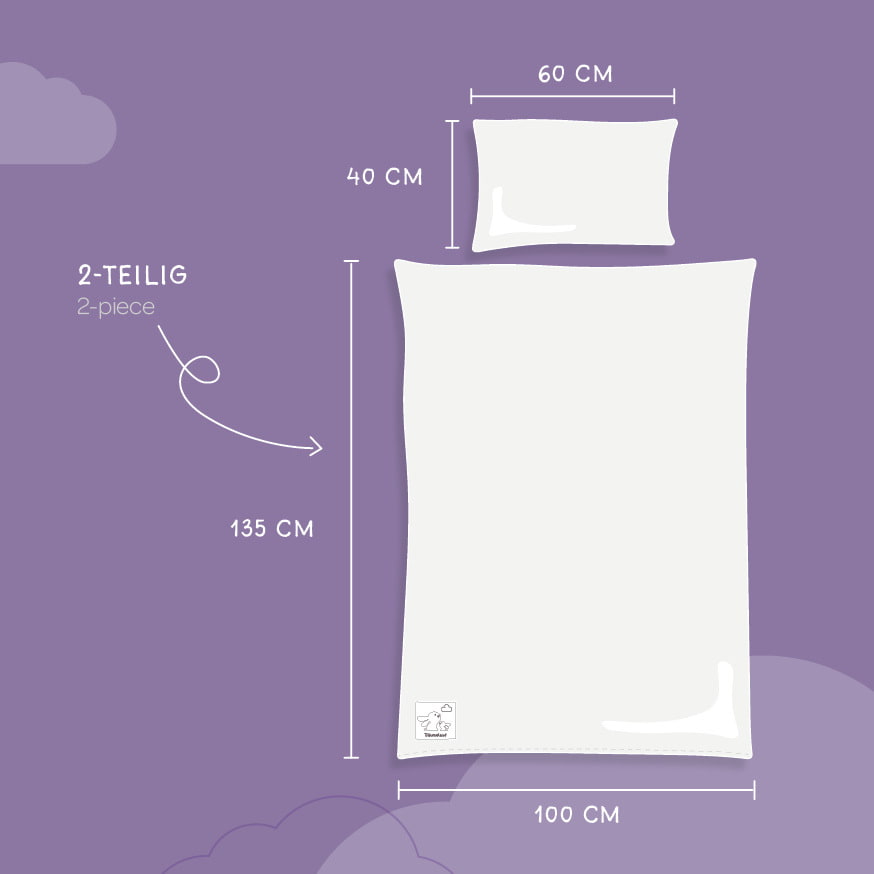 Dimensions of the bed linen 100x135/60x40