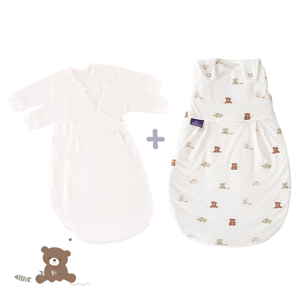 

2 inner sleeping bags and a year-round sleeping bag in Patita design