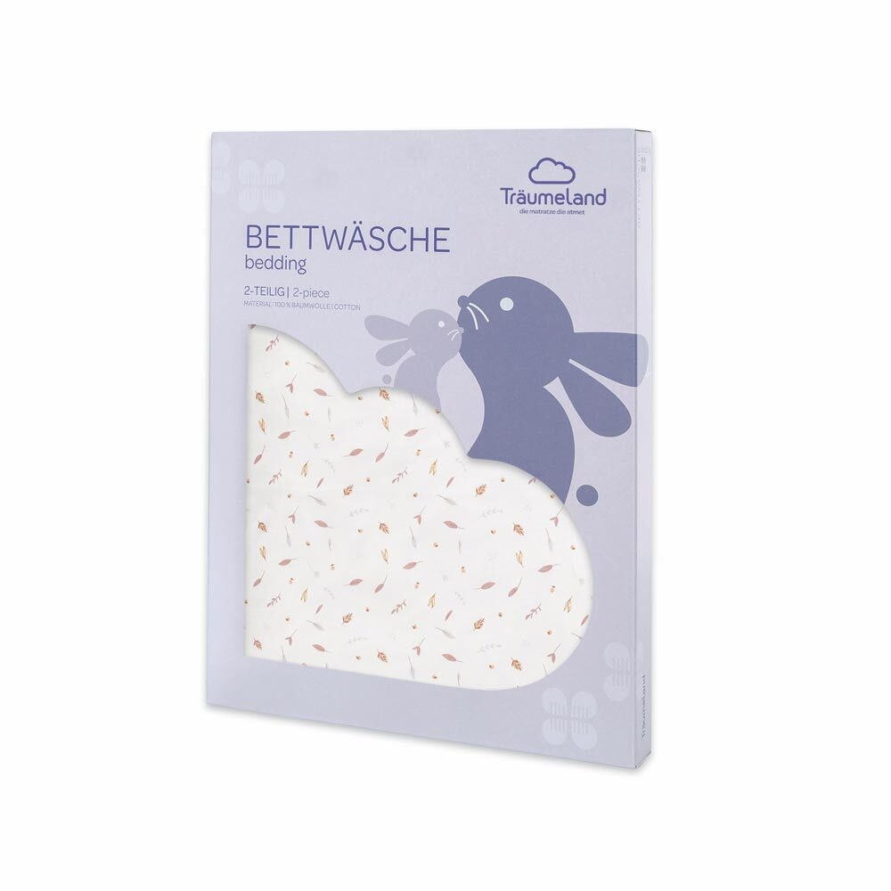 Cotton muslin bedding Nature love pink in its packaging