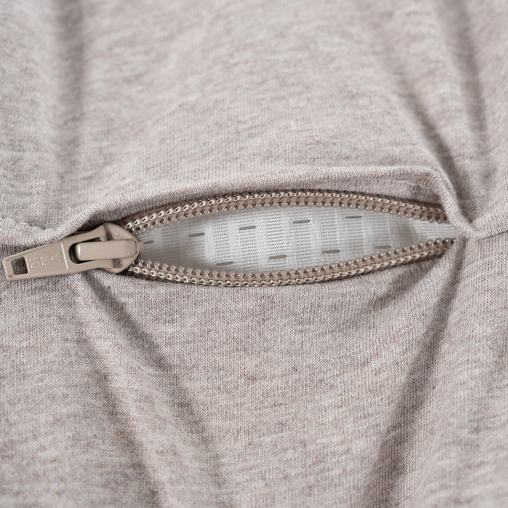 Beige baby sleeping bag with ventilation slit