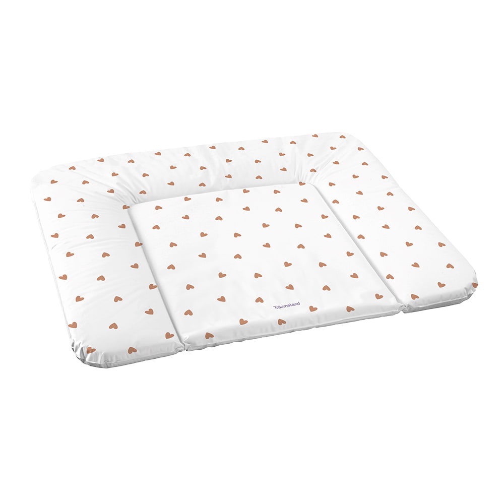 View of a changing-mat with brown hearts