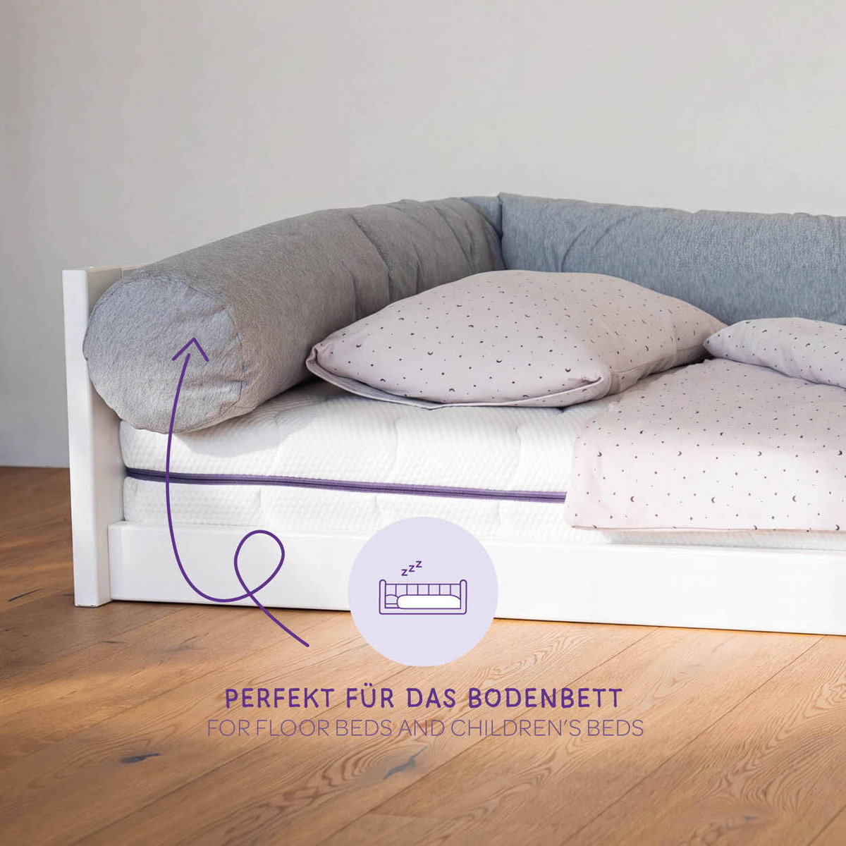 XL snake-bed-bumpers for the floor bed