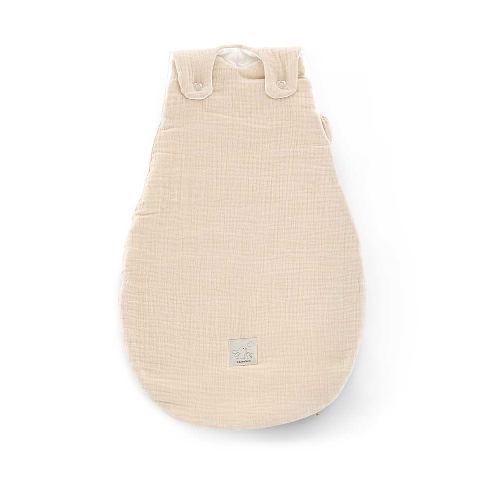 Saco de dormir para todo el año en muselina de algodón beige