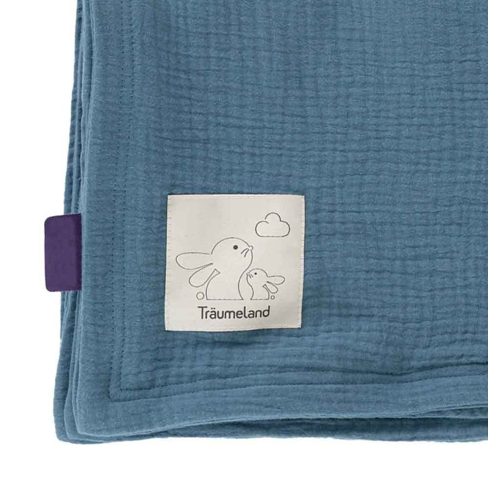 Babydecke jeansblau Hasenaufnäher