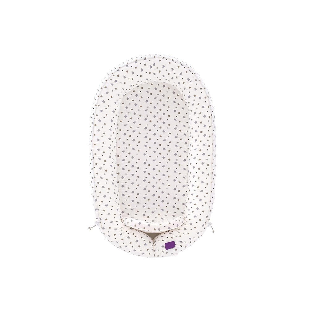 Baby nest HOME Premium white with grey stars top view closed